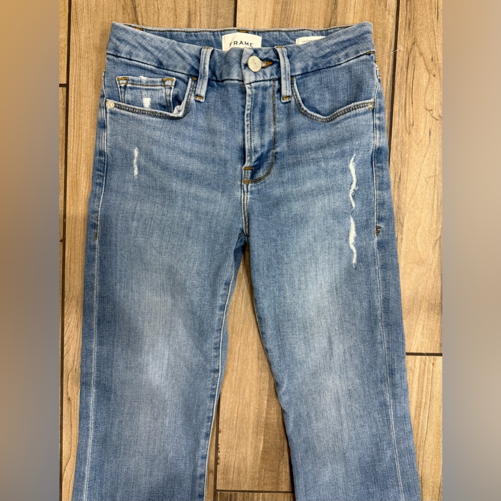 NWT Frame Denim Le Crop Mini Boot Raw Stagger Chew‎ Jeans Sz 25 - Picture 7 of 9